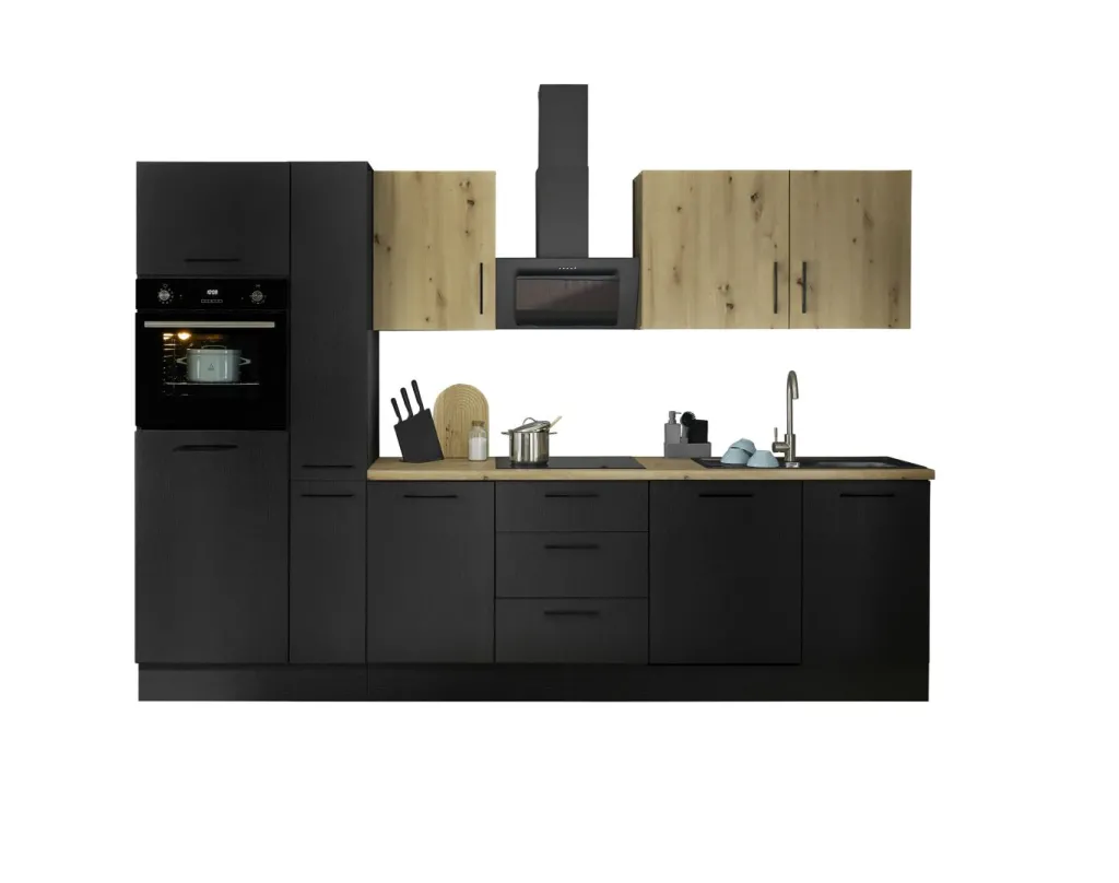 Bega BBK Cuisines Équipées|Afficher Blocs Cuisine<Bloc cuisine avec électroménager CORNWALL (bloc cuisine-four-lave-vaisselle-réfrigérateur-armoire coulissante) VI