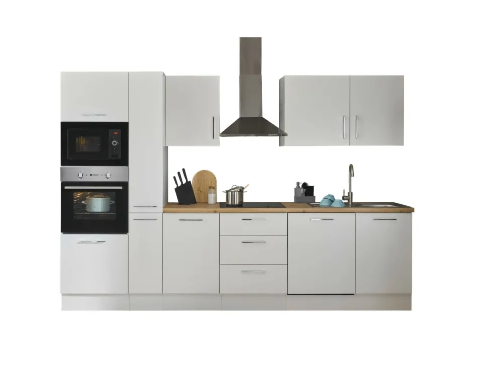 Bloc cuisine avec électroménager CORNWALL (bloc cuisine-four-lave-vaisselle-micro-ondes-armoire coulissante) I