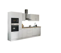 Bloc cuisine avec électroménager CORNWALL (bloc cuisine-four-lave-vaisselle-micro-ondes-armoire coulissante) I