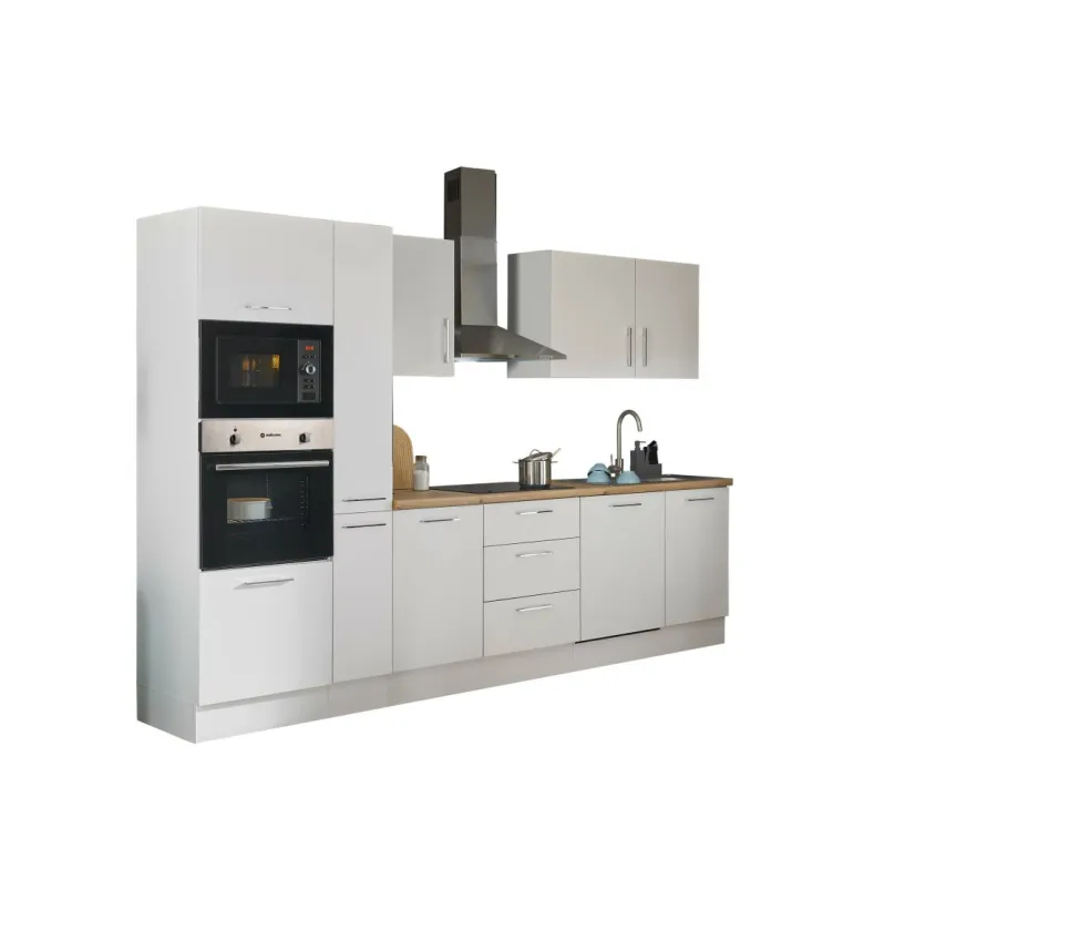 Bloc cuisine avec électroménager CORNWALL (bloc cuisine-four-lave-vaisselle-micro-ondes-armoire coulissante) I