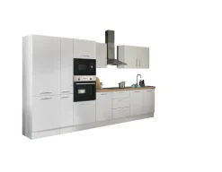 Bloc cuisine avec électroménager CORNWALL (bloc cuisine-four-réfrigérateur-micro-ondes-armoire coulissante) I