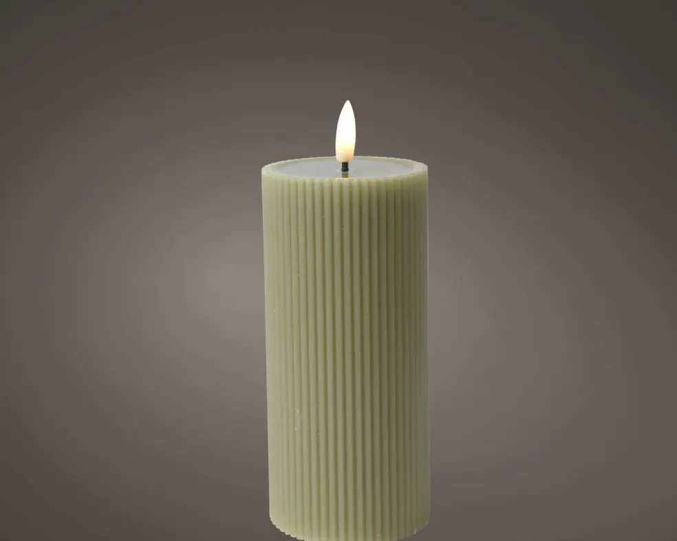 Bougie LED en cire véritable aspect rainuré STRIPE