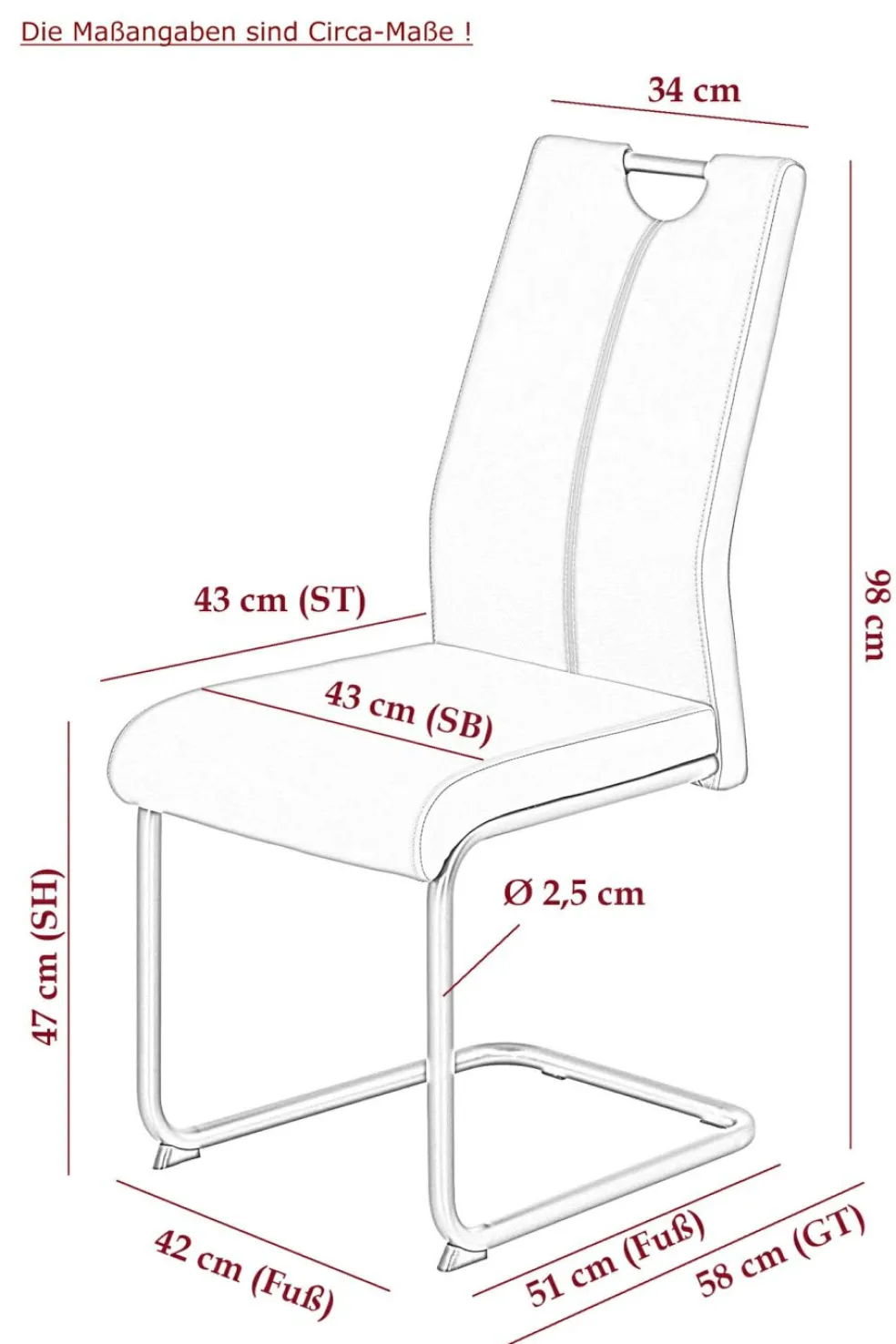 Chaise à piètement luge CORINNA S