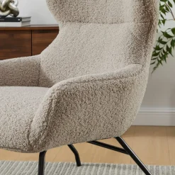 Salesfever Fauteuils Rembourrées|Fauteuils À Oreilles<Fauteuil avec repose-pied 367803