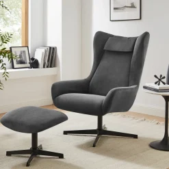 Salesfever Fauteuils Rembourrées|Fauteuils À Oreilles<Fauteuil avec repose-pied 367841