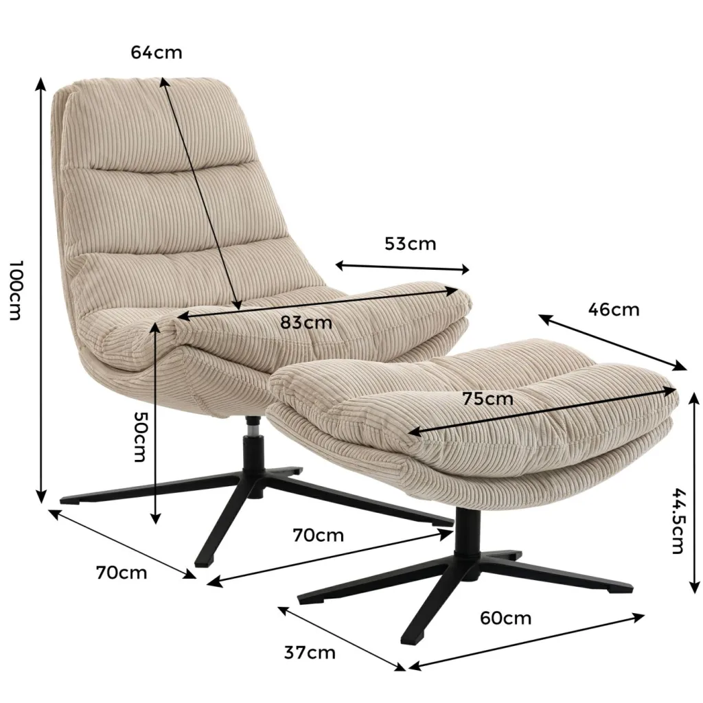 Duo Fauteuils Lounge<Fauteuil relax avec repose-pieds PORTO