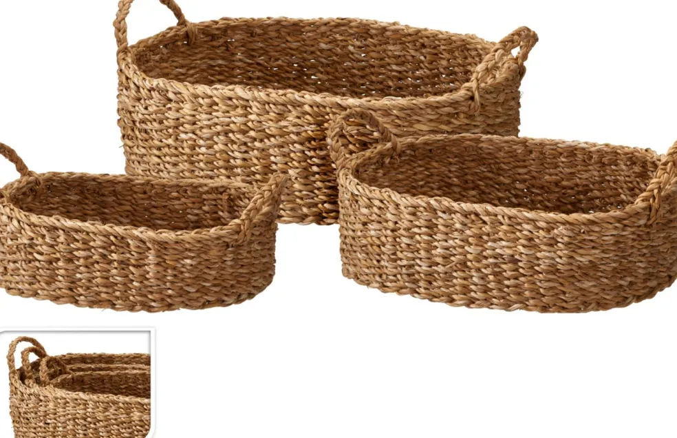 Grand panier ovale en jonc de mer EH