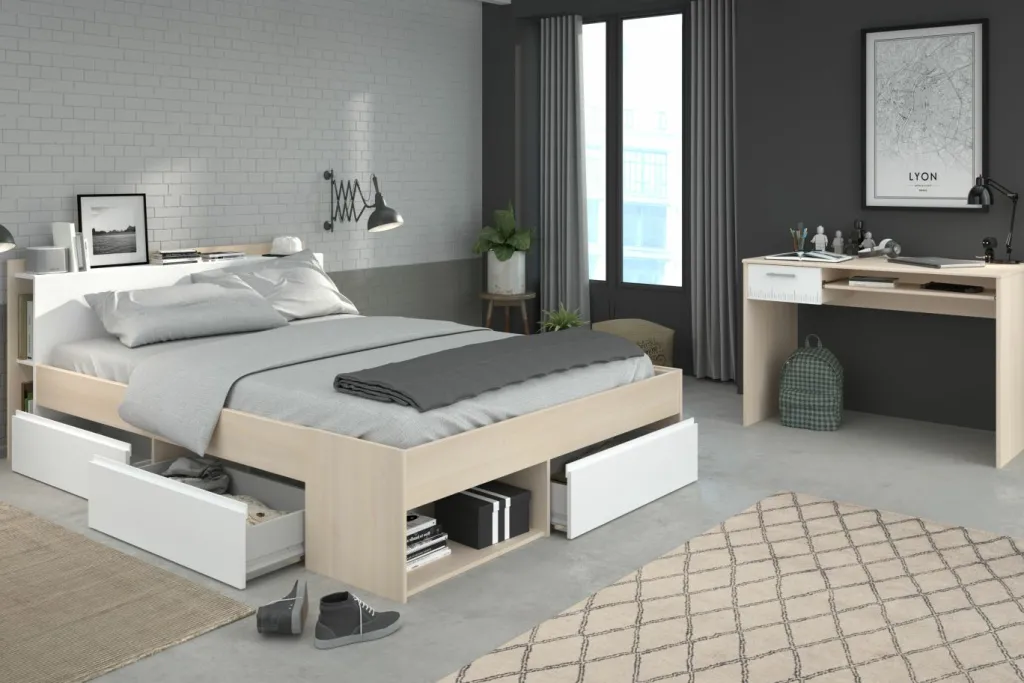Parisot Lits Double|Lits Avec Rangement<Lit avec bureau MOST 61