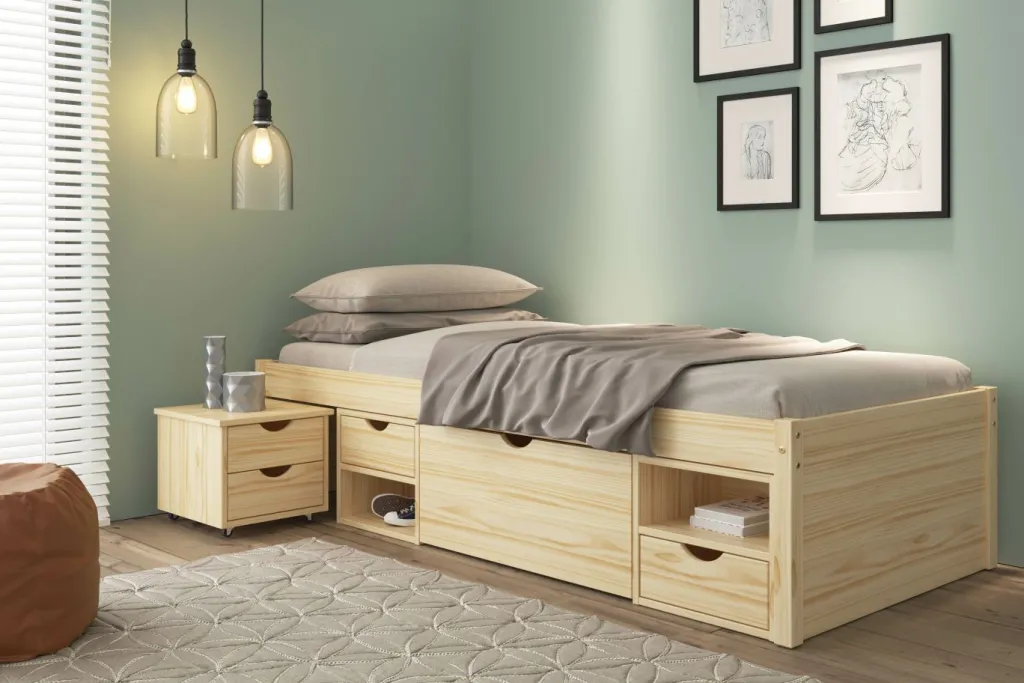 Enfant Inter Link Lits En Bois Massif|Lits Simple<Lit avec rangement et chevet CLAAS SINGLE 90x200cm
