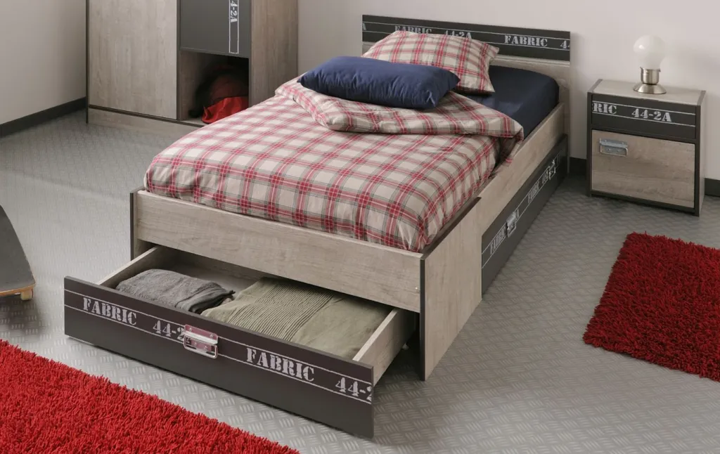 Enfant Parisot Lits Simple|Lits Pour Enfants Et Adolescents<Lit d'ado 90 x 200 cm avec chevet FABRIC 3