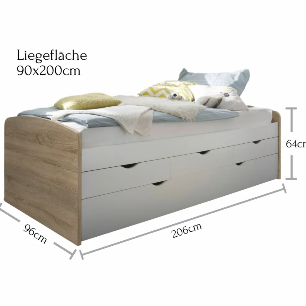 Lit gigogne avec rangement 90 x 200 cm NESSI