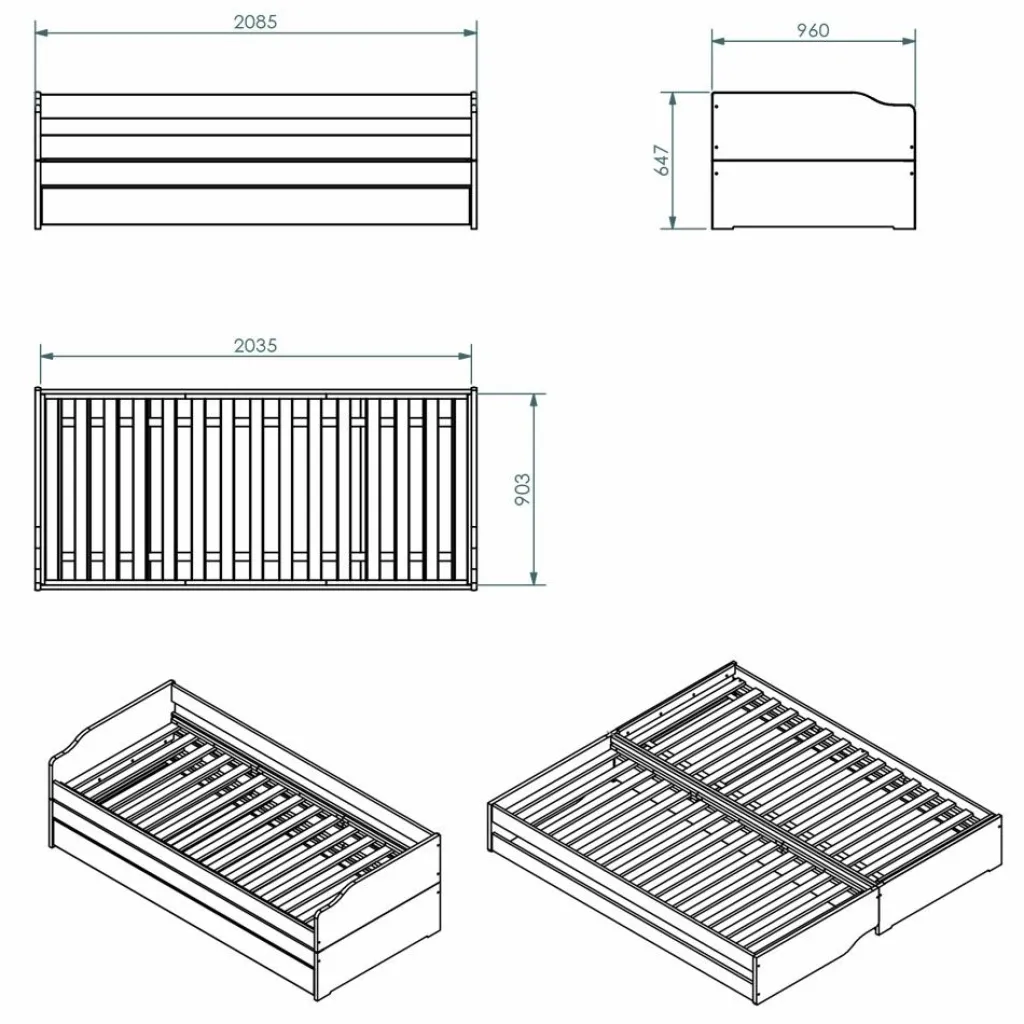 Enfant Inter Link Lits En Bois Massif|Lits Simple<Lit gigogne convertible LOTAR
