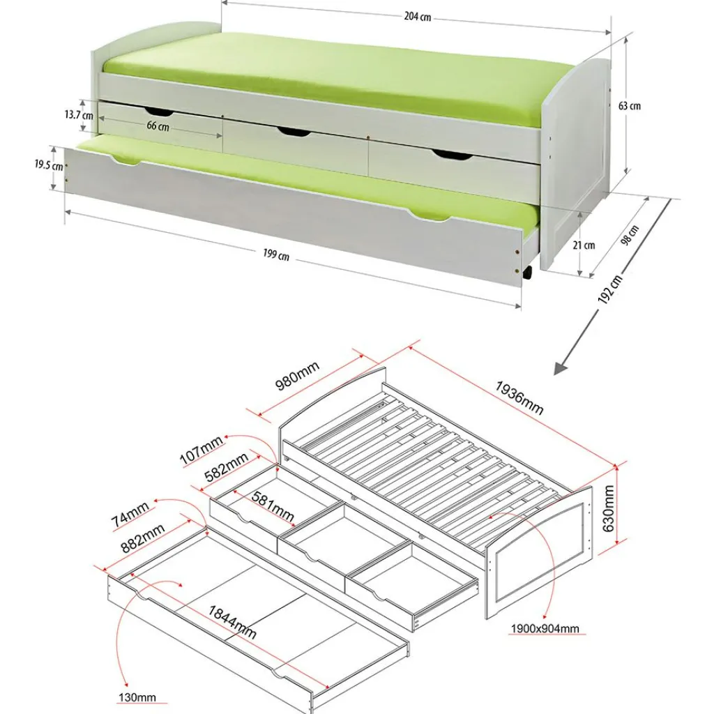 Enfant Inter Link Lits En Bois Massif|Lits Simple<Lit gigogne 90x200cm ULLI