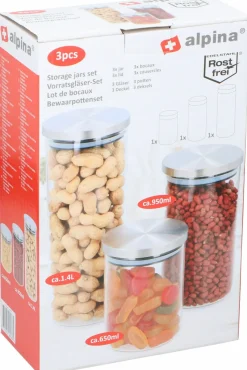 Edco Boîtes De Rangement<Lot de 3 bocaux en verre ALPINA