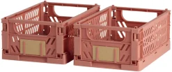 Lot de 2 caisses pliables ton rouge terra DAY