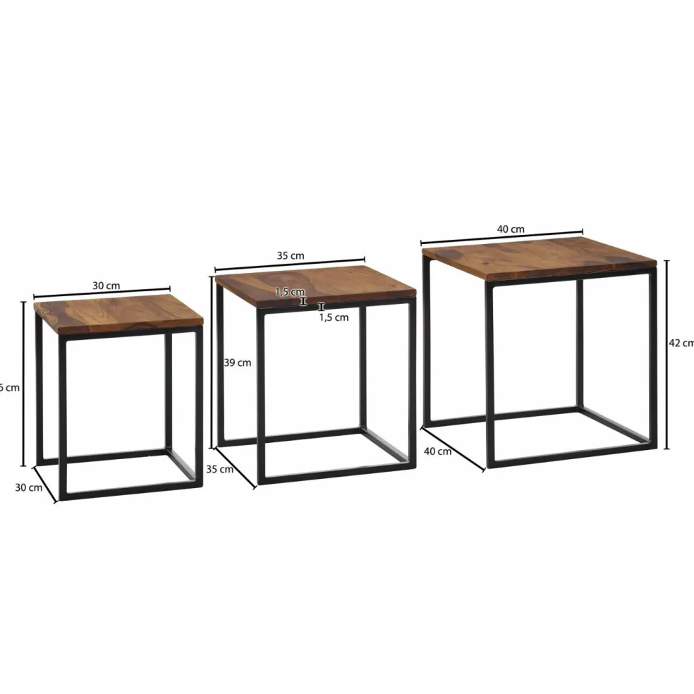 Lot de 3 tables d'appoint BURI RAM