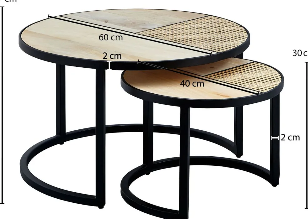 Lot de 2 tables gigognes LAMPANG