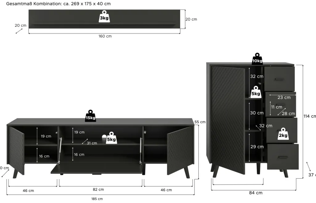 Xonox Meubles Muraux De Télé<Mur TV LINEA