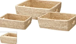 Koopman Corbeilles<Panier carré de taille moyenne en jonc de mer EH