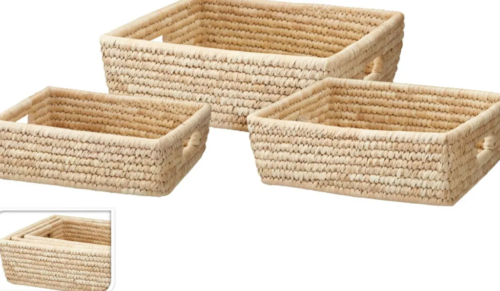 Koopman Corbeilles<Panier carré de taille moyenne en jonc de mer EH