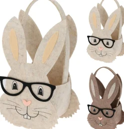 Koopman Figurines Décoratives|Pâques<Panier en feutre lapin avec lunettes EASTER