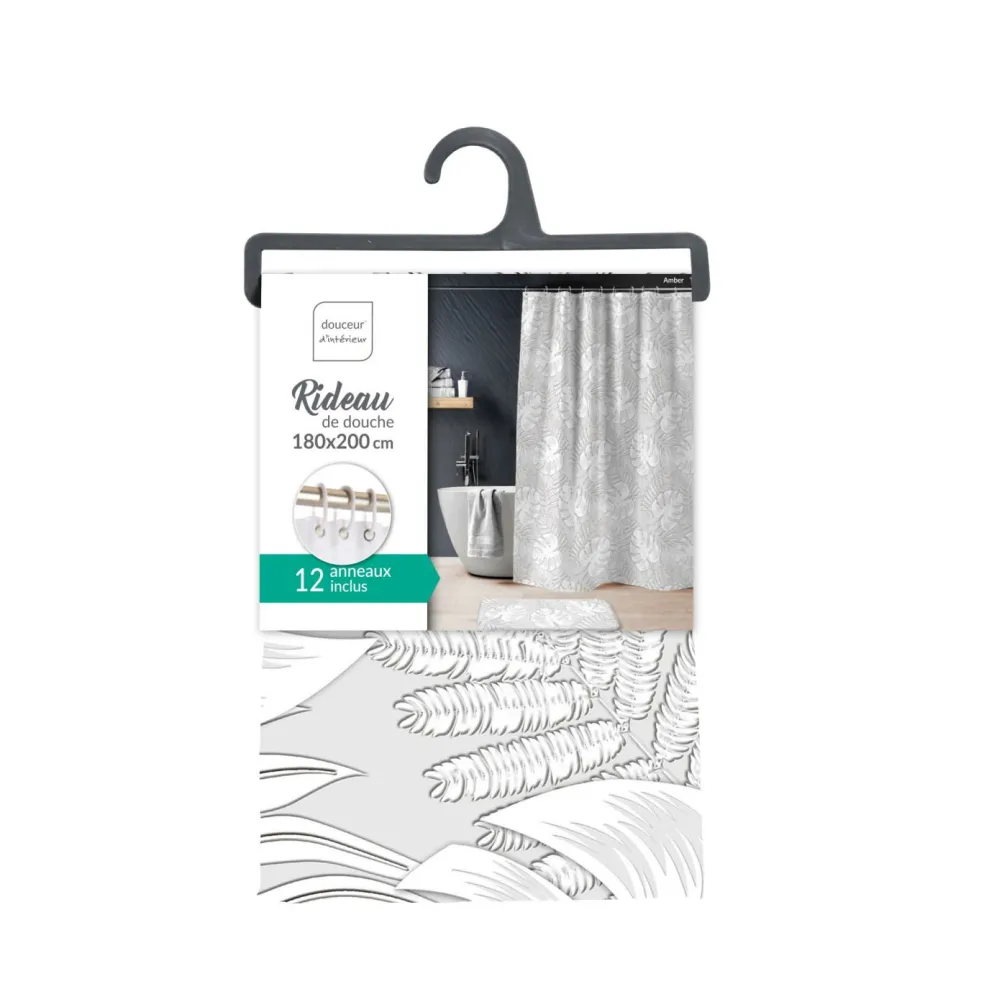 Rideau de douche avec anneaux MONSTERA