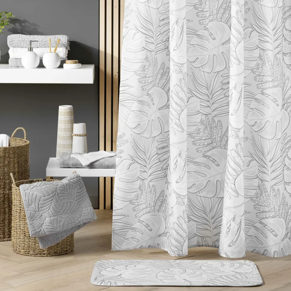 Rideau de douche avec anneaux MONSTERA