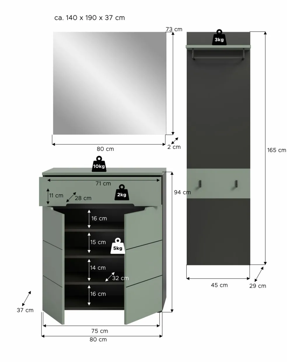 Vestiaire combiné 3 éléments GOBA