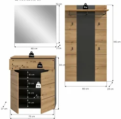 Xonox Vestiaires D'Entrée Complets<Vestiaire combiné 3 éléments GOBA