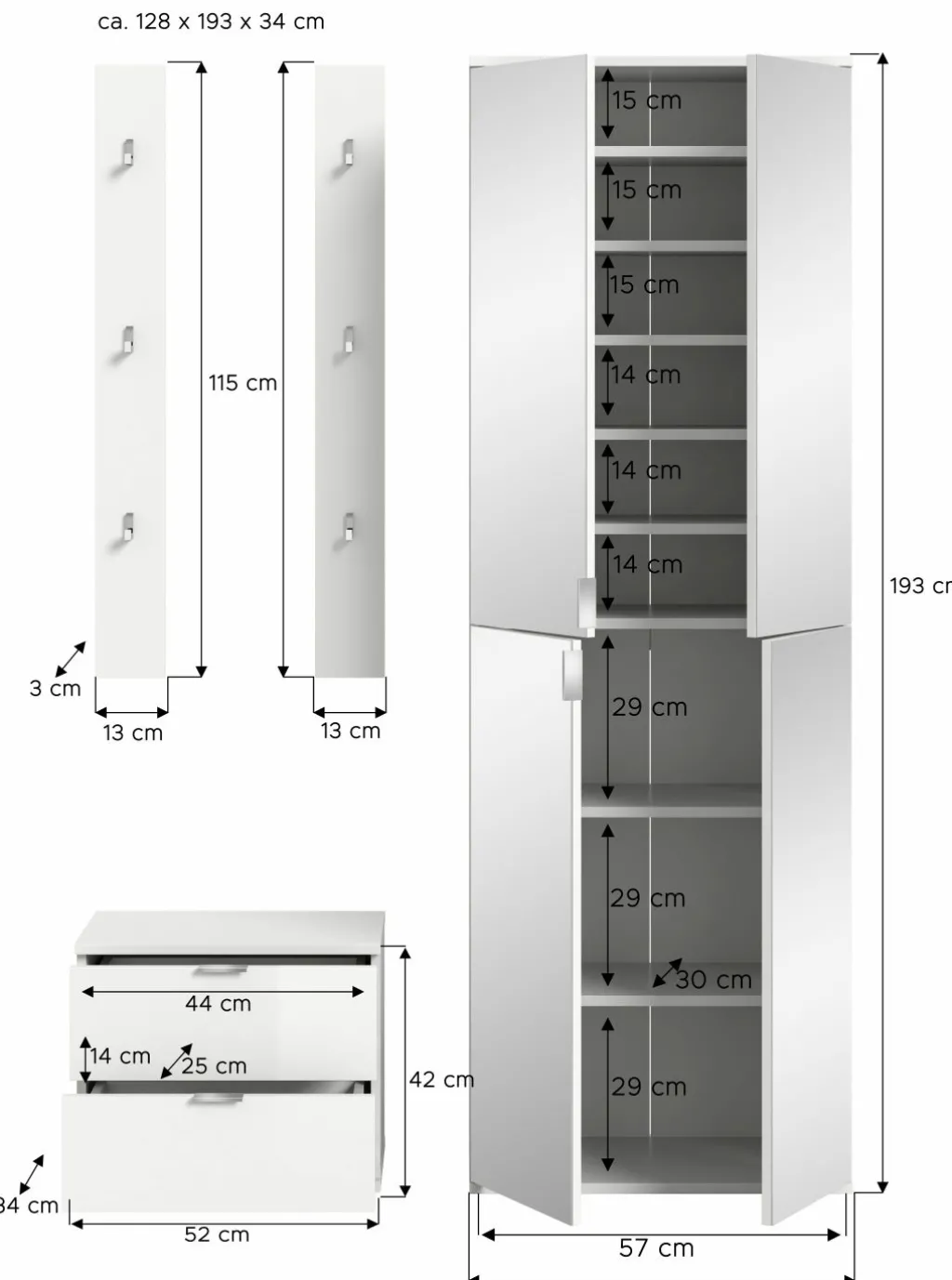 Xonox Vestiaires D'Entrée Complets<Vestiaire combiné 4 éléments BODITE