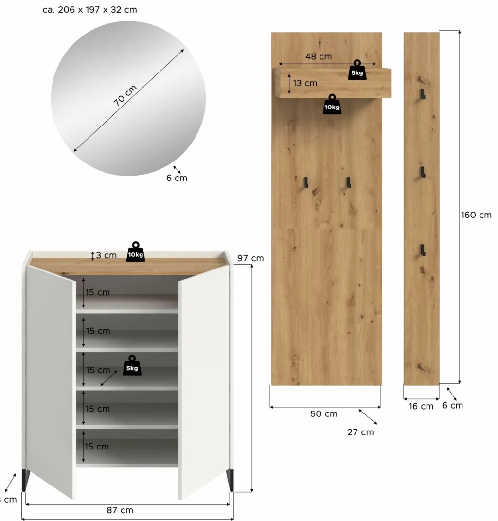 Xonox Vestiaires D'Entrée Complets<Vestiaire combiné 4 éléments DRIVE