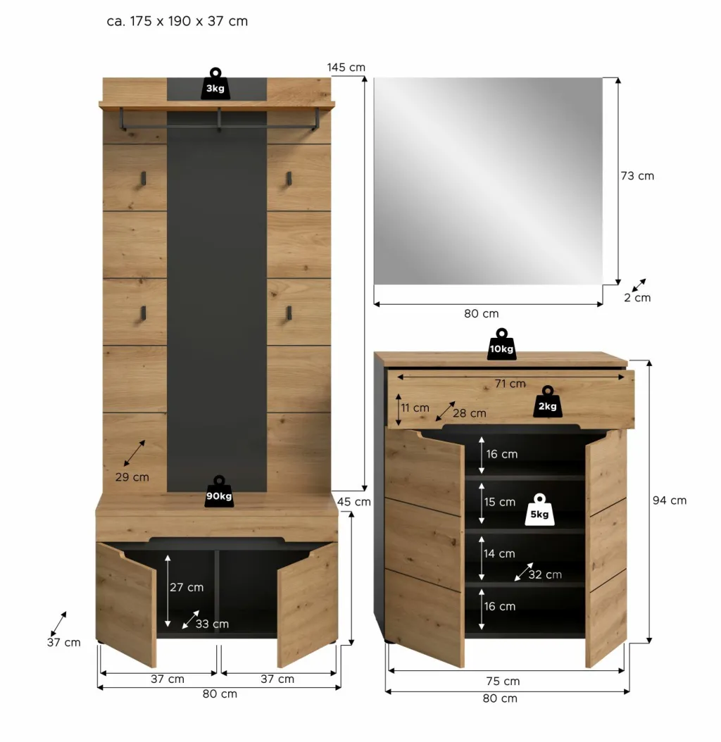 Xonox Vestiaires D'Entrée Complets<Vestiaire combiné 4 éléments GOBA