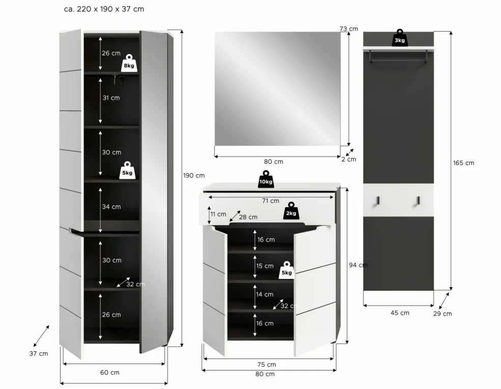 Vestiaire combiné 4 éléments GOBA