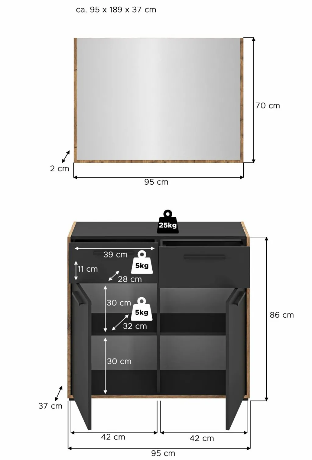 Xonox Vestiaires D'Entrée Complets<Vestiaire combiné 2 éléments BUENO