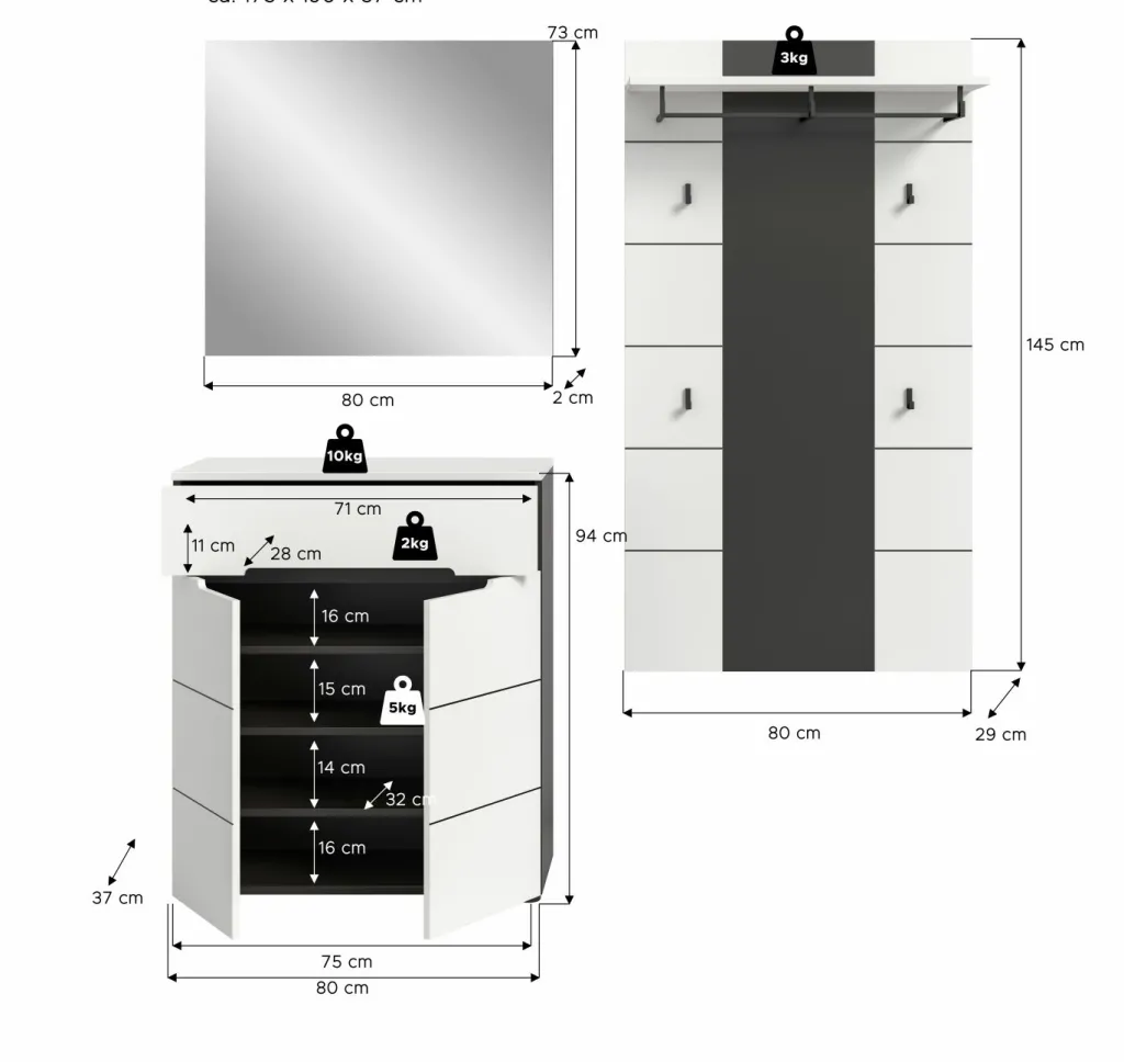 Xonox Vestiaires D'Entrée Complets<Vestiaire combiné 3 éléments GOBA