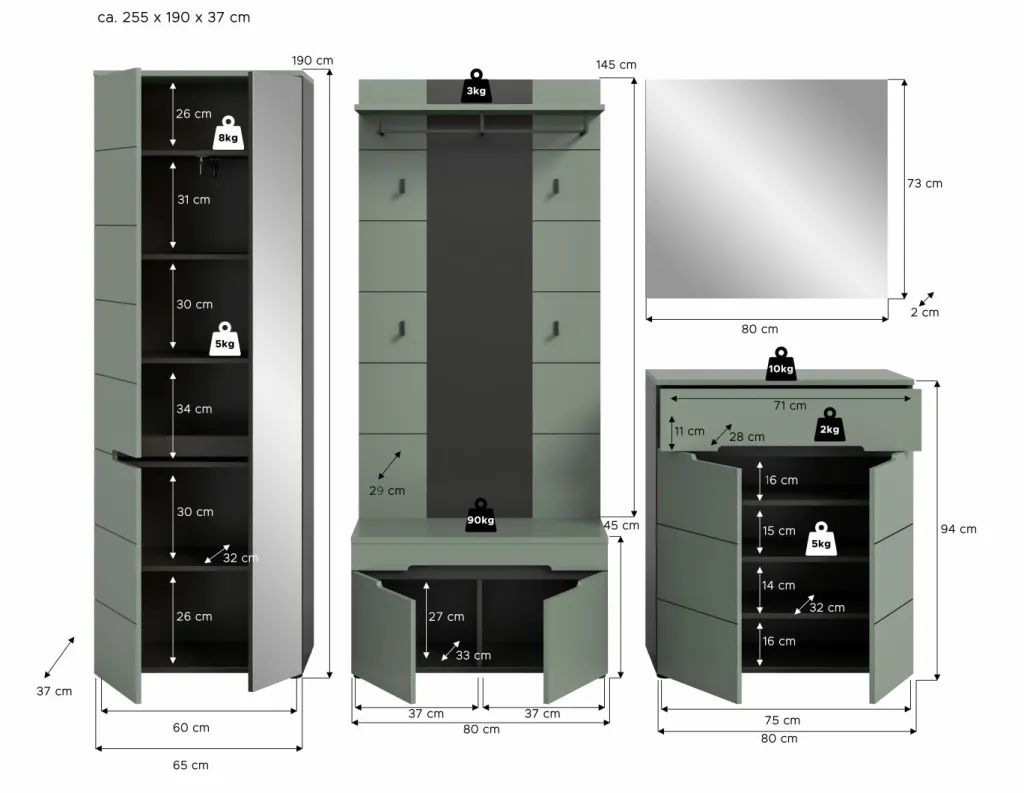 Xonox Vestiaires D'Entrée Complets<Vestiaire combiné 5 éléments GOBA