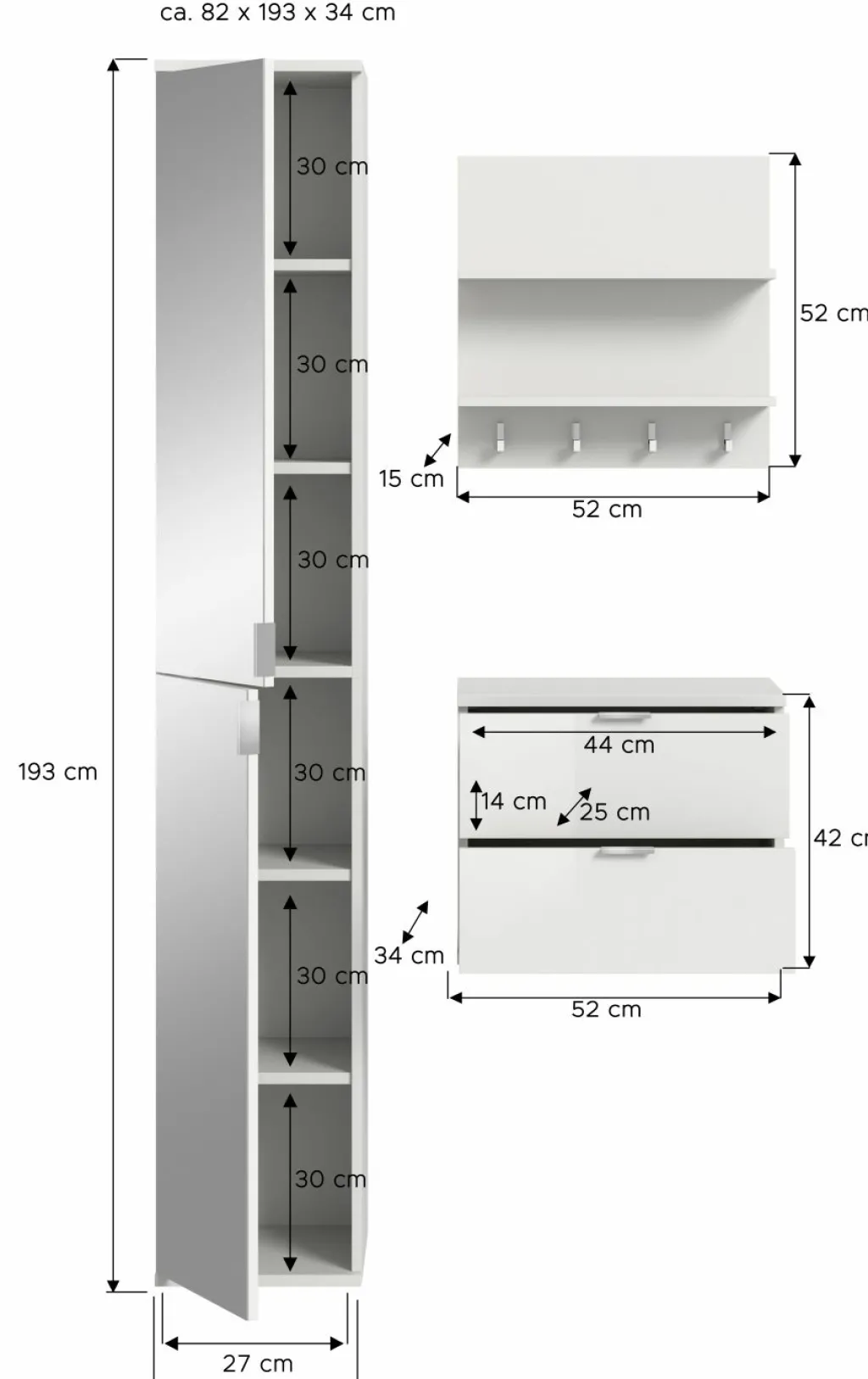 Xonox Vestiaires D'Entrée Complets<Vestiaire combiné 3 éléments BODITE