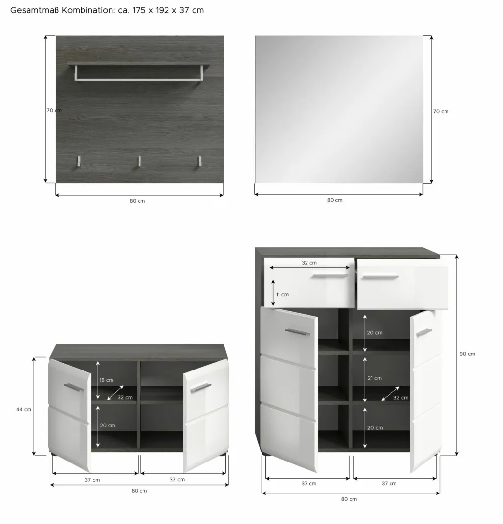 Xonox Vestiaires D'Entrée Complets<Vestiaire combiné 4 éléments FICHE