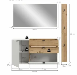 Xonox Vestiaires D'Entrée Complets<Vestiaire combiné 3 éléments NARO