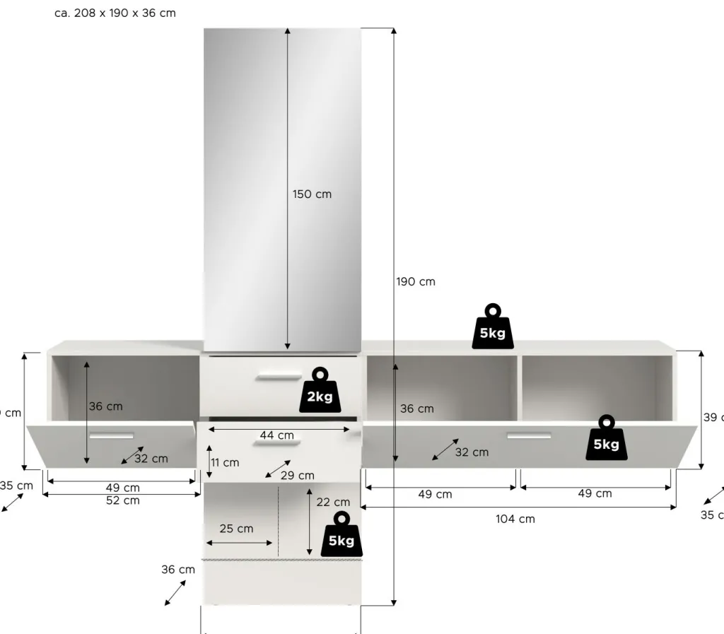 Xonox Vestiaires D'Entrée Complets<Vestiaire combiné 3 éléments VAGA