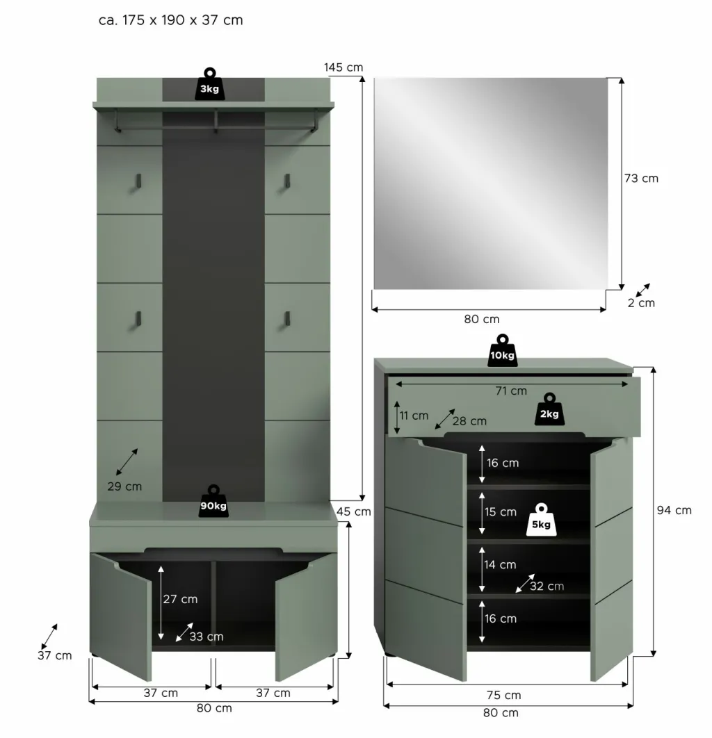 Xonox Vestiaires D'Entrée Complets<Vestiaire combiné 4 éléments GOBA