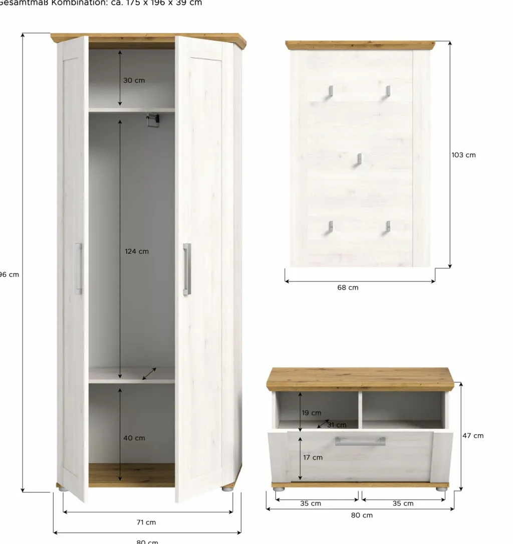 Xonox Vestiaires D'Entrée Complets<Vestiaire combiné 3 éléments ADIGRAT